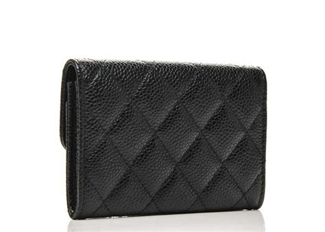 Chanel Card Holder Quilted Caviar Silver